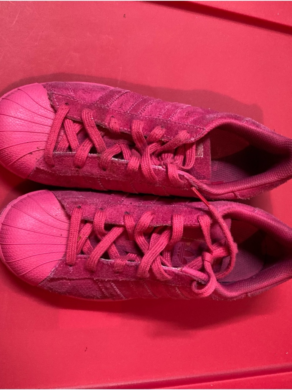 adidas Kids Hot Pink Suede Shell-Toe Sneakers